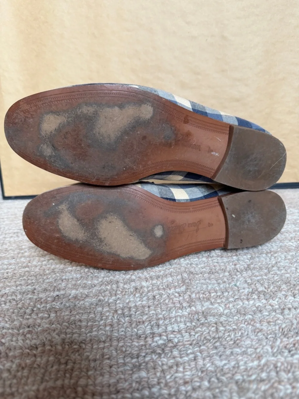 Sam Edelman Navy and Beige Plaid Horsebit Loafers - Picture 6 of 6